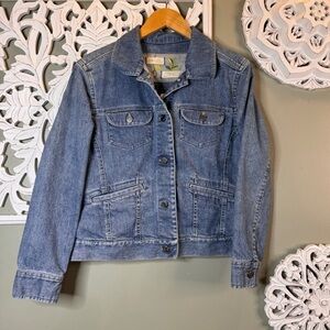J. Jill Recrafted Repurposed Reimagined No. 19 Floral Jean Jacket Small Petite